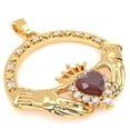thumbnail image 2 of Ruby Diamond Claddagh Pendant in 14k Yellow Gold, 2 of 4