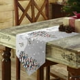 thumbnail image 3 of Table Runner Dresser Scarves Merry Christmas Tree Cute Snowman Cotton Linen Burlap Table Cover Winter Snowflake on Grey Table Runners for Family Kitchen Dining Holiday Party Banquet Decor, 3 of 5