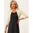 thumbnail image 2 of Semi Sheer Elegan Mangas Largas Bolero Shrug Top para Mujer Albaricoque M, 2 of 4