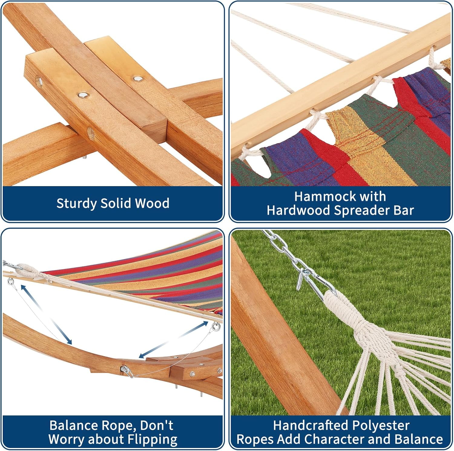 12.5ft Wooden Hammock Stand Weatherproof Outdoor Hammock for Patio Backyard Max 330 Lbs（Only Includes Bracket）