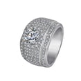 thumbnail image 2 of Anillo de lujo con diamantes en racimo para hombre Anillo de plata de lujo europeo y americano, anillo de platino blanco para hombre, tamaño ajustable, 2 of 6