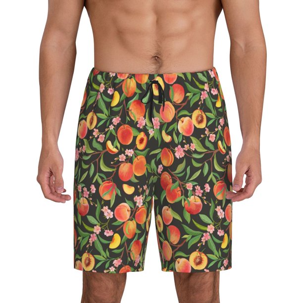 Fotbe Fruits Peach Pantalones Cortos de Pijama para Hombre, Ropa de Dormir, Pantalones de Pijama Cortos para Hombre-X-Large
