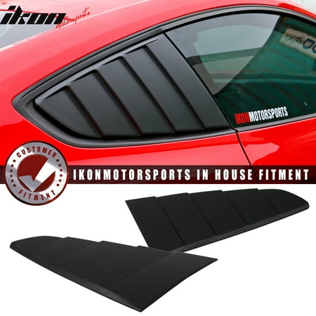Mustang Xenon Side Scoops - Fits 15-20 Mustang CV Style Rear Side Quarter Window Louvers Scoops Black - PP