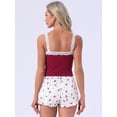 thumbnail image 4 of DARING DIVA Women's 2-Piece Pajama Set Lace Tops Sleeveless Floral Shorts M Red, 4 of 7