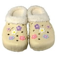 thumbnail image 2 of Rokment Flower Fuzzy Clogs for Women Winter Fashion Fleece Lined Warm Lightweight Slip on Garden Shoes Indoor Outdoor Mules Slippers Beige Size 9, 2 of 6