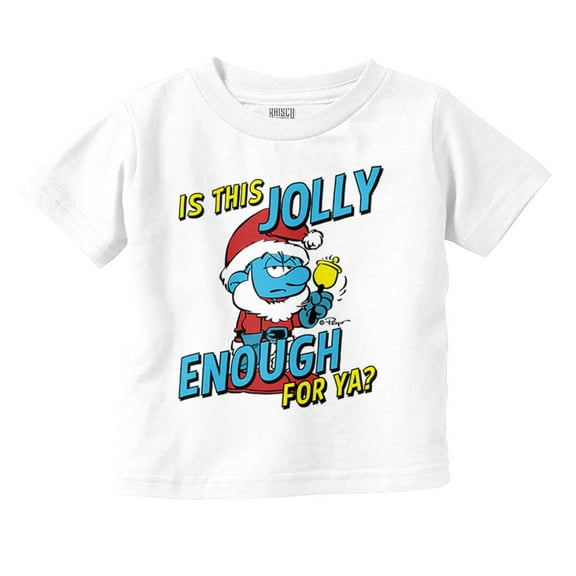 Grumpy Smurf Jolly Enough Xmas Santa Toddler Boy Girl T Shirt Infant Toddler Brisco Brands 18M