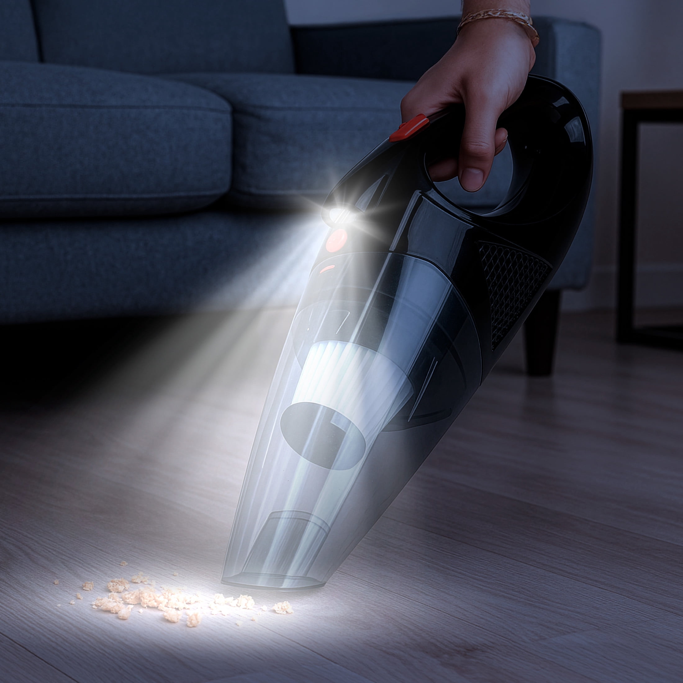 Stalwart 5,500Pa Handheld Vacuum Cordless Car Vacuum with Light, Washable Filter, and Attachments