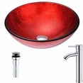 thumbnail image 2 of Anzzi LSAZ029-040 Crown Series Deco-Glass Vessel Sink in Lustrous Red with Fann Faucet in Brushed Nickel, 2 of 2