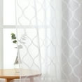 thumbnail image 2 of Pinewave Sheer Curtains 84 inch Geometric Embroidered Light Filtering Window Panels Moroccan Trellis Tulle Grommet Top W38"xL84"x2,White, 2 of 5