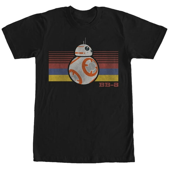 Men's Star Wars The Force Awakens BB-8 Retro Stripes Graphic Tee Black Large