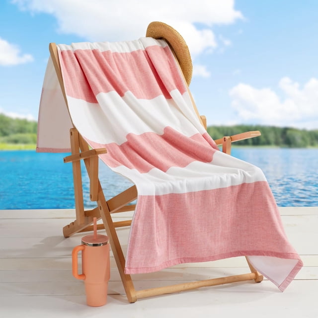 Toalla de playa Loon & Lake Luxury Block Stripe, 100% algodón