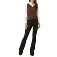 thumbnail image 2 of INSPIRE CHIC Women's Pullover Knit Sweaters Solid Color V Neck Sleeveless Sweater Vests M Coffee, 2 of 6