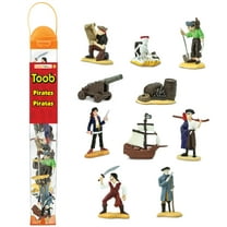 Safari Ltd. Pirates TOOB - 10 Figurines: Peg Leg Pirate, Lady Pirate, Skeleton, Cannon Balls, Cannon, Pirate Ship - Educational Toy Figures For Boys, Girls & Kids Ages 3 