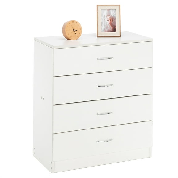 HiiKaa 4 Drawer Dresser,White Dresser Modern Storage Chest of Drawers 26L x 13W x 29H in,White Storage Cabinet with 4 Drawers for Home Office