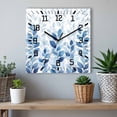 thumbnail image 6 of Blue Leaf Wooden Wall Clock Silent Non Ticking, Watercolor Country Plant Monochrome Branch Square Wall Clocks Battery Operated, Decor Clock for Home Office, Living Room, Kitchen, 12 Inch, 6 of 9