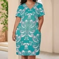 thumbnail image 3 of Silver Teal Floral Damask Pattern Summer Dresses for Women Beach Boho, 3 of 5
