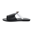 thumbnail image 4 of Fankiway Women's Rhinestone Buckle Flip Flops Flat Open Toe Beach Sandals Comfortable Plus Size Non-Slip Summer Black 9.5, 4 of 8