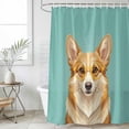 thumbnail image 4 of Shower Curtain Corgi Dog Wear Glasses Bathroom Curtains with Hooks, Waterproof Fabric Green Funny Animal Bath Shower Curtains Set for Bathroom Bathtubs Decor 72x72 Inch, 4 of 9