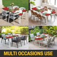 thumbnail image 5 of Christmas Table Cloths for 8 Foot Rectangle Tables, Red Cardinal Poinsettia Hut Berry Pine Needles Patio Waterproof Elastic Fitted Tablecloths, Washable Rectangular Table Cover for Camping, 5 of 8