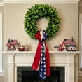 thumbnail image 4 of JollyMart Boxwood Patriotic Wreath 40",1776-2026 American Flag Wreath with Red White Blue Ribbon,Artificial Greenery Wreath for Front Door Wall,4th of July Independence Day Memorial Day Decor, 4 of 8