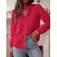 thumbnail image 4 of PRETTYGARDEN Women's Floral Embroidered Button Down Shirts | Ladies Dressy Fall Blouses, Long Sleeves, Ruffle Neck, Elegant Boho Eyelet Tops for Work, Business & Spring Casual Outings, 4 of 9