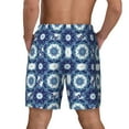 thumbnail image 3 of Kdxio Vintage Blue Print Men's Swim Trunks with Compression Liner 7 Inch Inseam Quick Dry Swim Shorts, 3 of 7