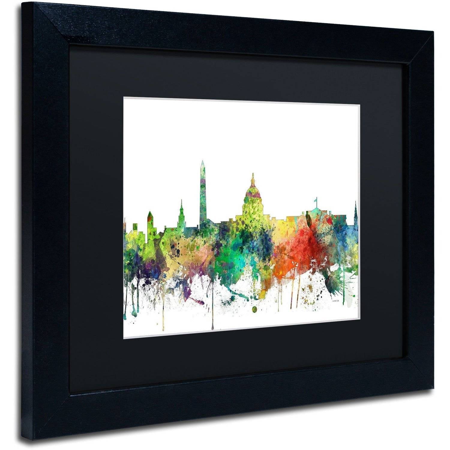 Trademark Fine Art "Washington DC Skyline SP" Canvas Art by Marlene Watson, Black Matte, Black Frame