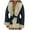 Black-02, variant on Women Faux Leather Open Front Jacket with Faux Fur Winter Long Sleeve Furry Trim Peplum Parka Coat with Belt