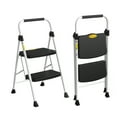thumbnail image 2 of HBTower 2 Step Ladder, Folding Step Stool with Wide Anti-Slip Pedal, Sturdy Steel Ladder, Convenient Handgrip, Lightweight 500lbs Portable Steel Step Stool, White, 2 of 10