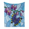 thumbnail image 1 of Orchids Soft Flannel Fleece Throw Blanket, Mosaic Fractal Style Blooms with Butterfly Pastel Cartoon Pattern, Cozy Plush for Indoor and Outdoor Use, 60" x 80", Multicolor, by Ambesonne, 1 of 6