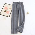 thumbnail image 2 of Fesfesfes Dressy Pants for Women Casual Pure Cotton Drawstring Pants Comfortable Home Loose Flowy Straight Leg Trousers, 2 of 4
