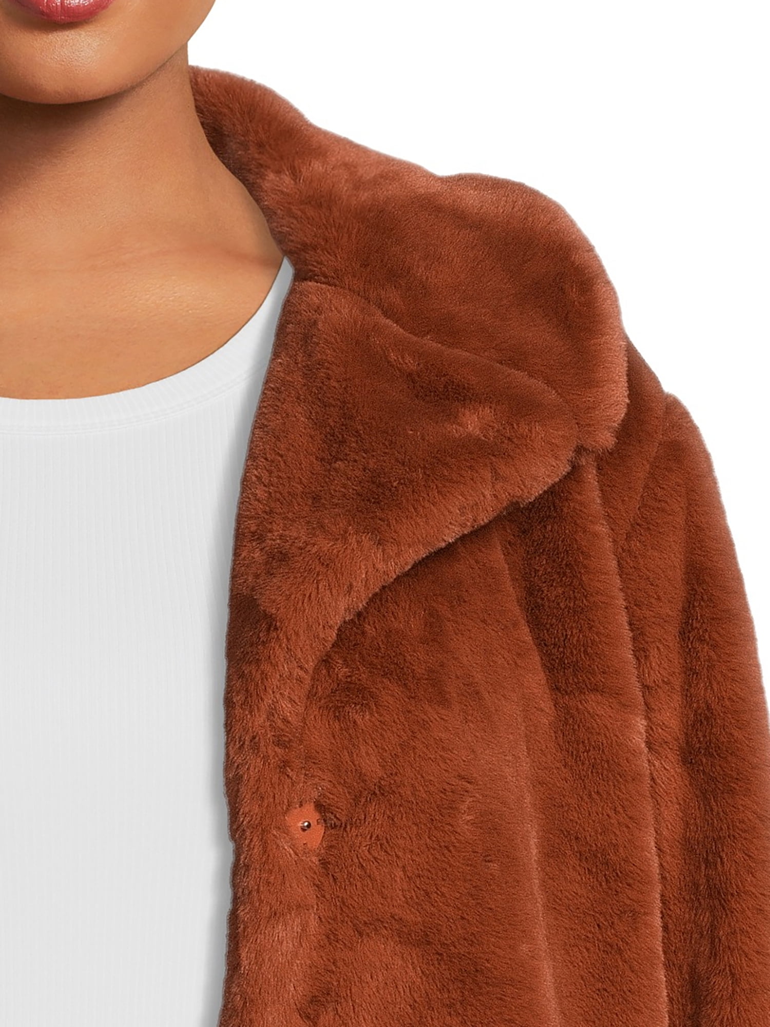 calvin klein faux fur coat tobacco