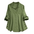 thumbnail image 2 of Tawop Women Shirts Long Sleeves V-Neck Lapel Collar,Green,Size L, 2 of 7