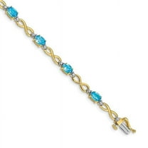 14k Yellow Gold Blue Topaz and Diamond Bracelet - .03 dwt 6.00 cwt - 7 Inch - Box Clasp