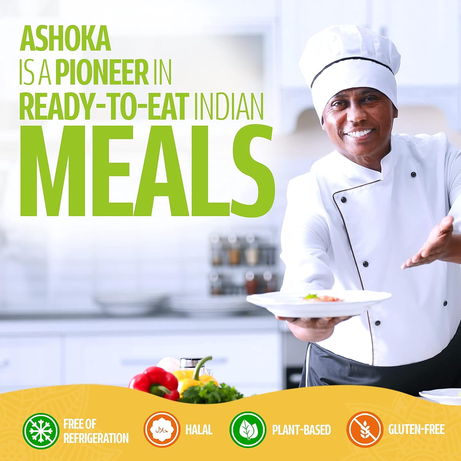Ashoka Traditional Indian Meals 1932, Vegan Mixed Vegetable Curry, All-Natural Ready to Eat Microwavable Entrees, Shahi Navratan Korma, Kosher Certified, Gluten-Free with No Preservatives, Pack of 6