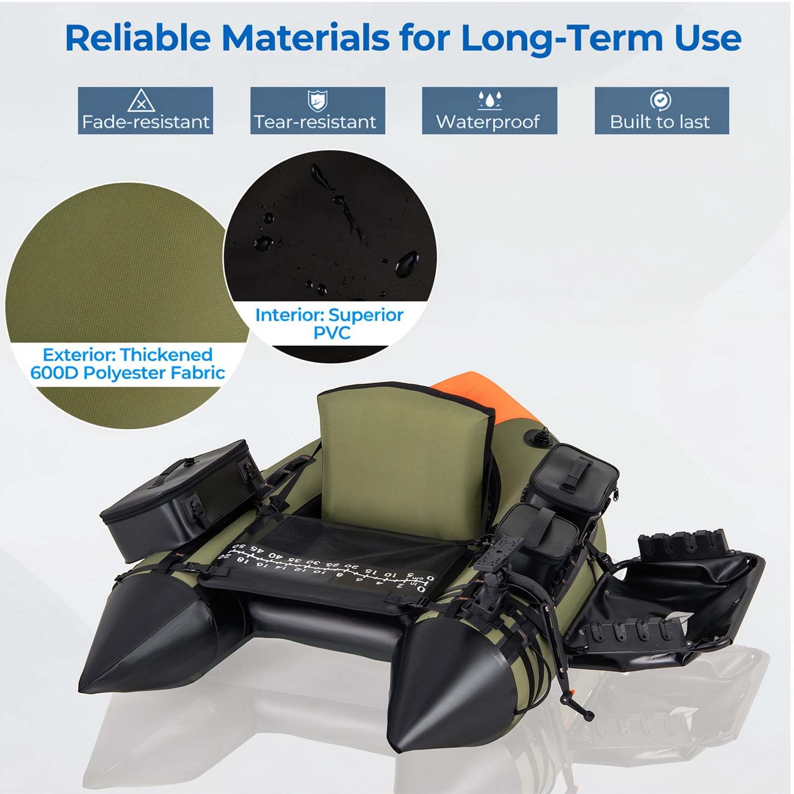 Airfind Inflatable Fishing Boat with 3 Storage Boxes-Green