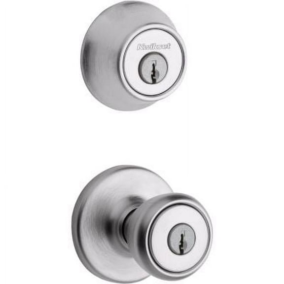 Kwikset 690 Tylo Keyed Entry Knob And Sgl Cyl Deadbolt Combo Pack in SC