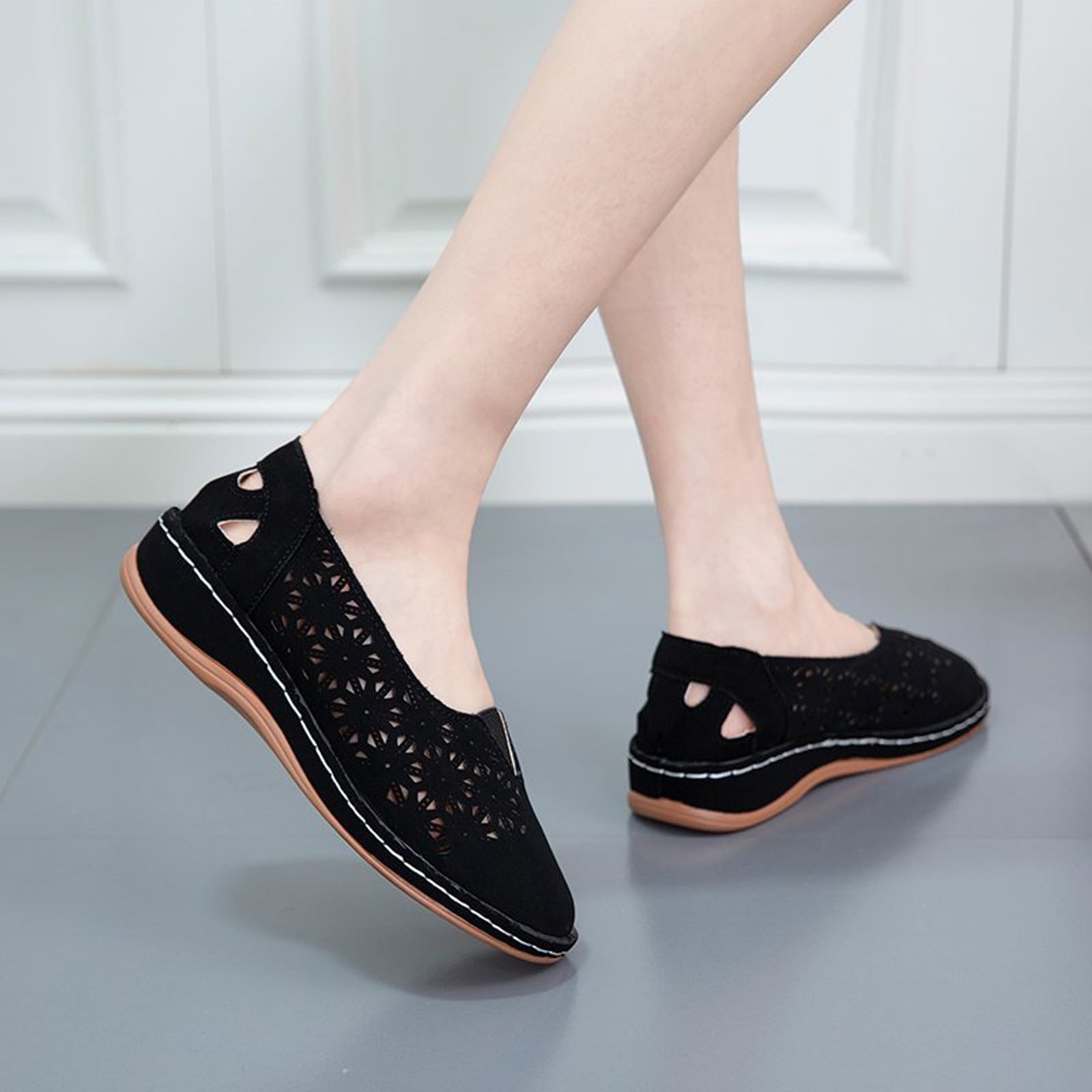 Patlollav Womens Shoes Clearance Women Flat Shoes Hollow Wedge Heel