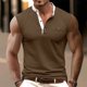 thumbnail image 1 of Camiseta sin mangas con cuello alto para hombre, blusa informal de verano con cuello alto, color liso, con botones y bolsillos, 1 of 6