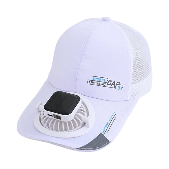 Summer Solar Powered Rechargeable Fan Hat, UV Protection Sun Hat with Semi-Mesh Extended Brim, Breathable Unisex Cooling Cap for Outdoor, Fishing, Hiking and Gardening