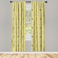 thumbnail image 4 of Ambesonne Cats Window Curtains, Cat Motifs in Rhombus Elements, Each 28" W x 84" L, Mustard Avocado Green, 4 of 4