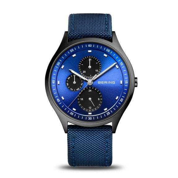 Bering Men's 11741-827 Watch Brushed Black Titanium Blue Sunray Dial Nylon Strap