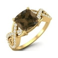 thumbnail image 2 of 1.86 Ctw Cushion Smoky Quartz 925 Sterling Silver Gold Vermeil Twisted Shank Valentines Day Gifts Ring, 2 of 3