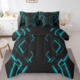 thumbnail image 1 of Erosebridal Neon Geometry Bedding Full Size, Abstract Checkered Bed in a Bag Full size, Stripe Room Decor, Reversible 7pcs, 1 of 5