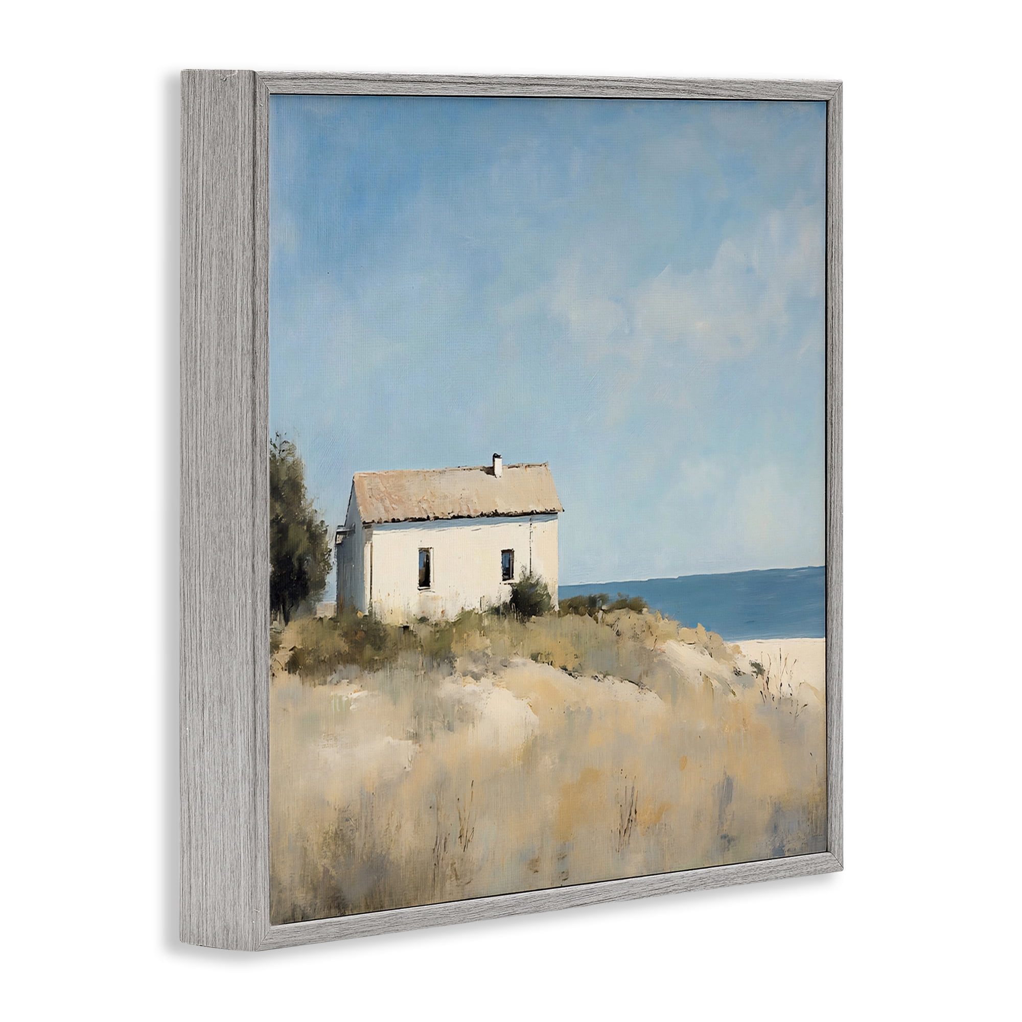 Stupell Industries Simple Beach House on Dunes Gray Framed Giclee Art, design by Creative Studio