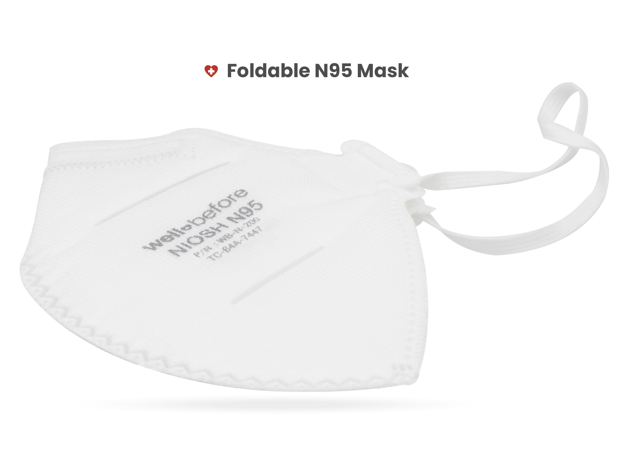 Well Before N95 Mask - NIOSH Approved (White, Pack of 20), Lightweight design, Breathable and comfortable for long periods of wear, N95 Masks For Adults helps filter Pollen and Dust, Universal Fit