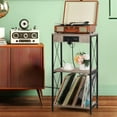 thumbnail image 5 of Table d'Appoint pour Tourne-Disque avec Station de Charge, Étagère de Rangement pour Vinyles à 3 Niveaux, 5 of 5
