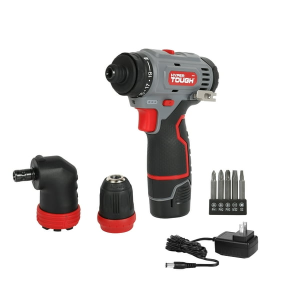 Hyper Tough 12v 3-in-1 Drill Driver with 5-Piece Screwdriver Bits, Holiday Gift