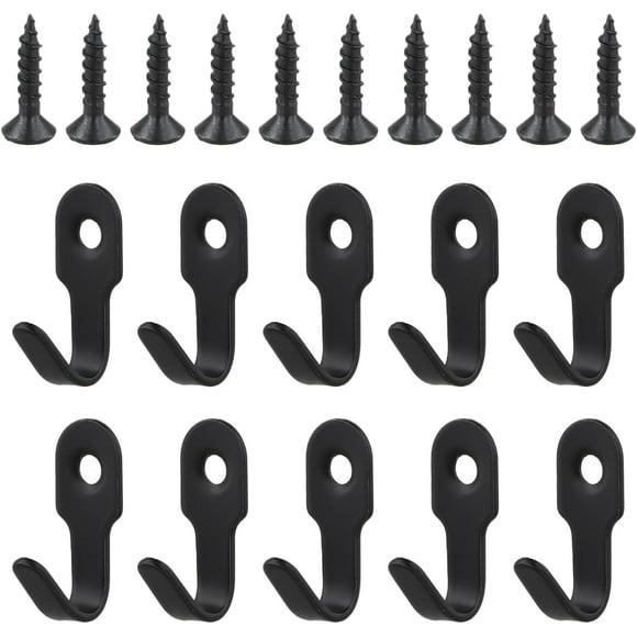 10 Pieces Black Single Hooks Wall Coat Hook Stainless Steel Hook Retro Mini Coat Hook Screw-in Hook with 10 Screws for Door, Wall, Bathroom, Kitchen