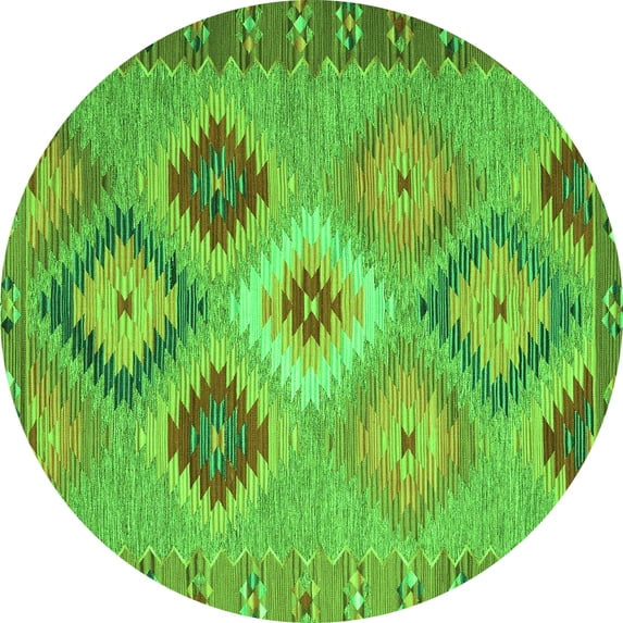 Ahgly Company Indoor Round Southwestern Green Country Area Rugs, 5' Round